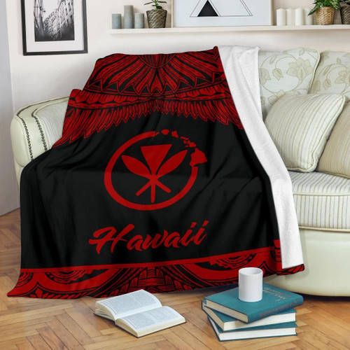 Hawaii Polynesian Premium Blanket - Hawaii Pride Red Version 1
