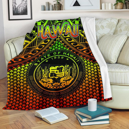 Polynesian Hawaii Premium Blanket - Reggae Vintage Polynesian Patterns 1