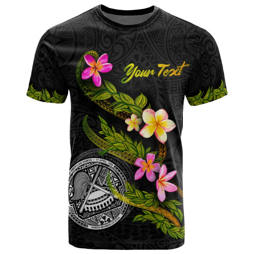 American Samoa Polynesian Custom Personalised T-Shirt - Plumeria Tribal 1