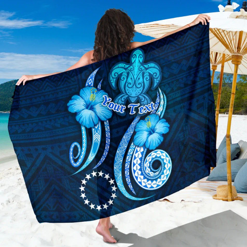 [Custom] Cook Islands Personalised Sarong - Turtle and Tribal Tattoo Of Polynesian 1