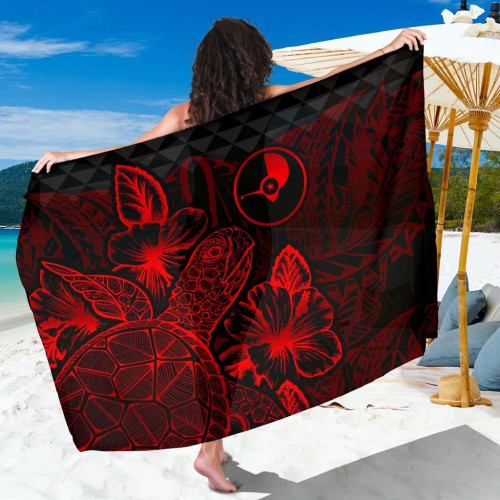 Yap Sarong - Turtle Hibiscus Pattern Red 1