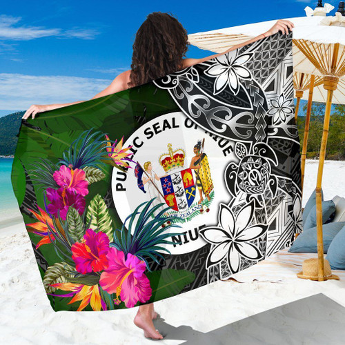 Niue Sarong - Turtle Plumeria Banana Leaf 1