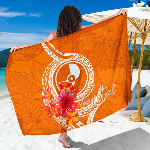 Yap Polynesian Custom Personalised Sarong - Orange Floral With Seal 1