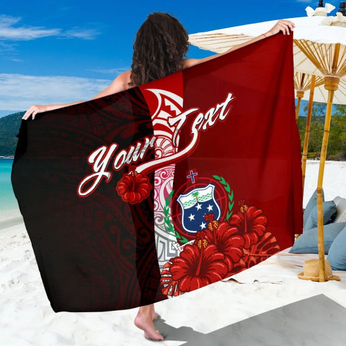 Samoa Polynesian Custom Personalised Sarong - Coat Of Arm With Hibiscus 1