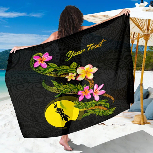 New Caledonia Polynesian Custom Personalised Sarong - Plumeria Tribal 1