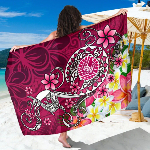 Tahiti Sarong - Turtle Plumeria (Pink) 1