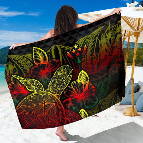 Kosrae Sarong - Turtle Hibiscus Pattern Reggae 1