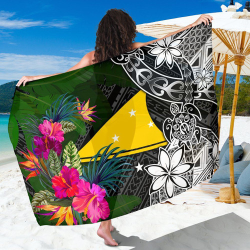Tokelau Sarong - Turtle Plumeria Banana Leaf 1