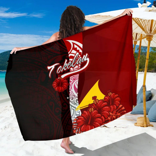 Tokelau Polynesian Sarong - Coat Of Arm With Hibiscus 1