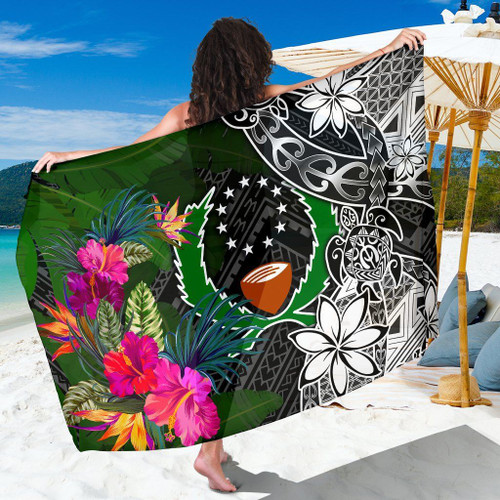 Pohnpei Sarong - Turtle Plumeria Banana Leaf 1