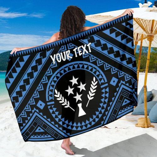 Kosrae Personalised Sarong - Kosrae Flag In Polynesian Tattoo Style (Blue) 1
