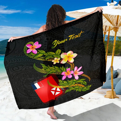 Wallis and Futuna Polynesian Custom Personalised Sarong - Plumeria Tribal 1
