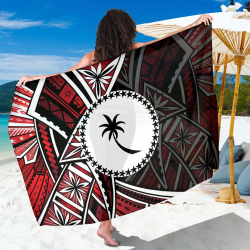 Chuuk Sarong - Tribal Flower Special Pattern Red Color 1