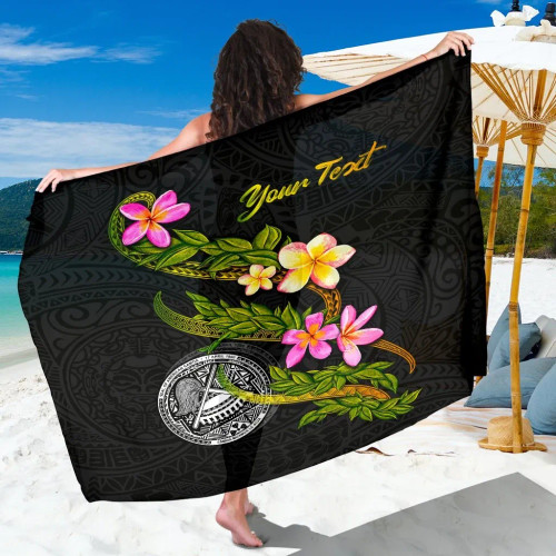American Samoa Polynesian Custom Personalised Sarong - Plumeria Tribal 1