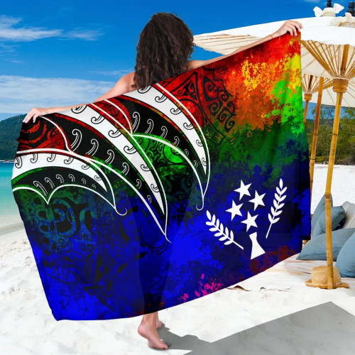 Kosrae Sarong - Tropical Leaf Rainbow Color 1