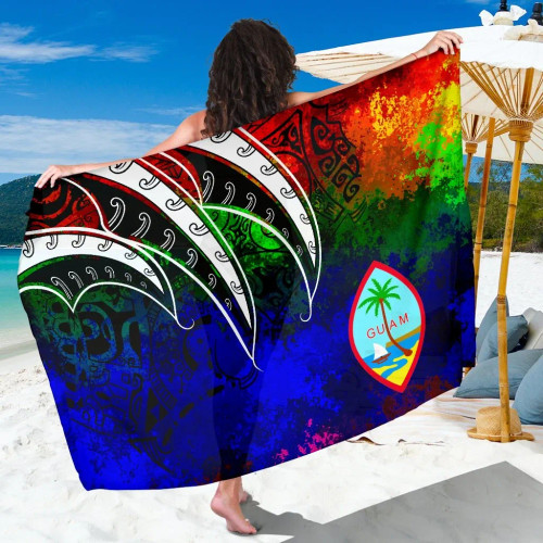 Guam Sarong - Tropical Leaf Rainbow Color 1