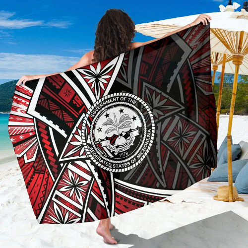 Federated States of Mariana Sarong - Tribal Flower Special Pattern Red Color 1