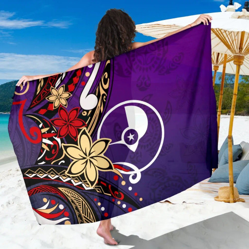 Yap Sarong - Tribal Flower With Special Turtles Purple Color 1