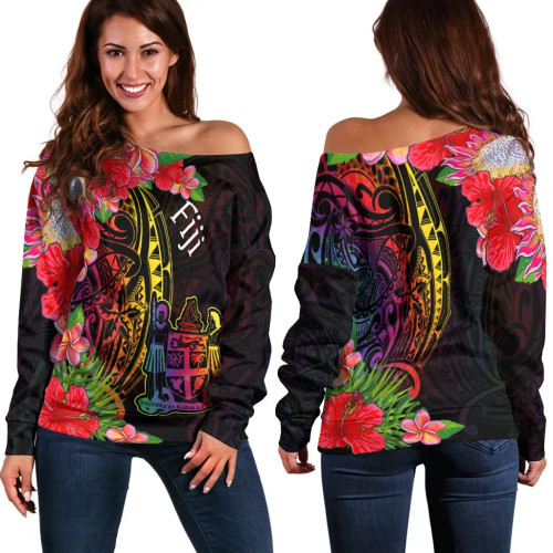 Fiji Women Off Shoulder Sweater - Tropical Hippie Style 1