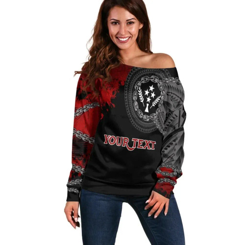 Kosrae Polynesian Personalised Women Off Shoulder Sweater - Polynesian Chain Style 1