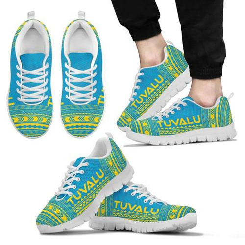 Tuvalu Sneakers - Tuvalu Polynesian Chief Tattoo Blue Yellow Version 1