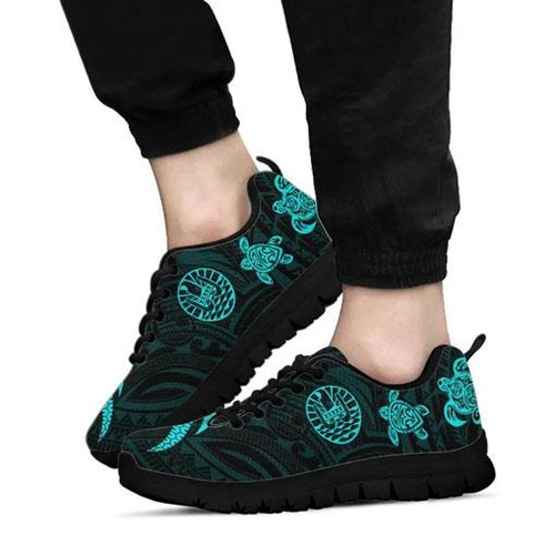 Tahiti Polynesian Sneakers - Turquoise Tentacle Turtle 1
