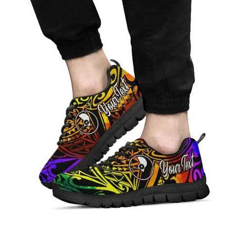 Yap Custom Personalised Sneakers - Rainbow Polynesian Pattern 1