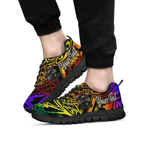 Fiji Custom Personalised Sneakers - Rainbow Polynesian Pattern Crest 1