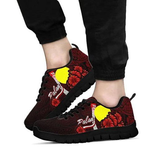 Palau Polynesian Sneakers - Coat Of Arm With Hibiscus 1