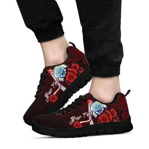 Federated States Of Micronesia Custom Personalised Sneakers - Coat Of Arm With Hibiscus 1