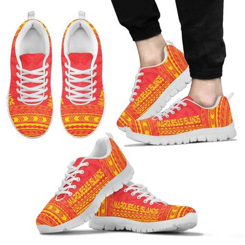 Marquesas Islands Sneakers - Marquesas Islands Polynesian Chief Tattoo Red Yellowish Version 1
