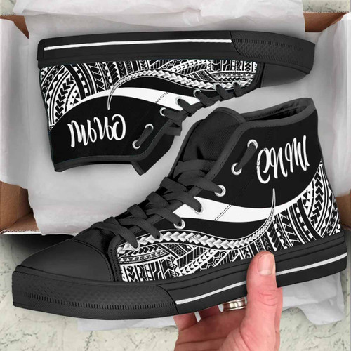 Northern Mariana Islands High Top Shoes White - Polynesian Tentacle Tribal Pattern 1