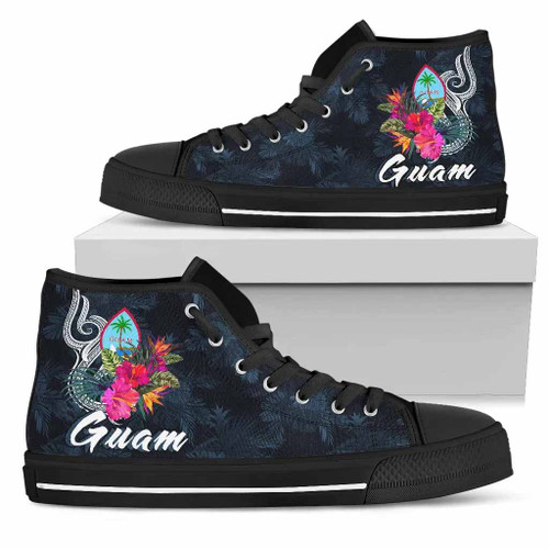 Guam Polynesian High Top Shoes - Tropical Flower 1