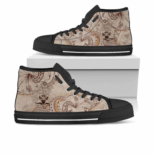 Solomon Islands High Top Shoes - Hibiscus Flowers Vintage Style 1