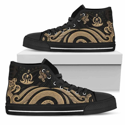 Vanuatu High Top Canvas Shoes - Gold Tentacle Turtle 1