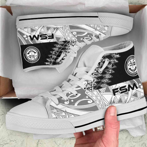 Federated States of Micronesia High Top Shoes - White Color Symmetry Style 1