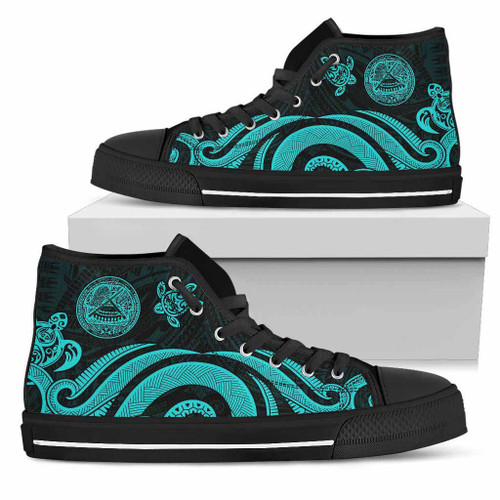 Cook Islands High Top Canvas Shoes - Turquoise Tentacle Turtle 1