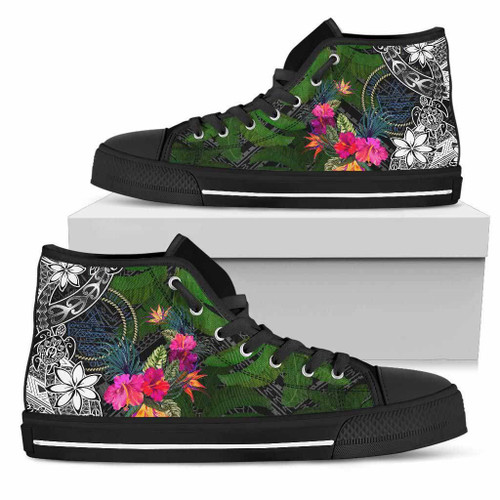 Palau High Top Shoes - Turtle Plumeria Banana Leaf Crest 1