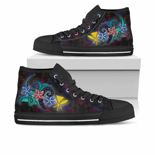 Hawaii Kanaka Maoli High Top Shoes - Plumeria Flowers Style 1
