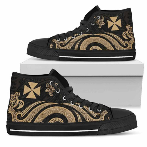 Wallis and Futuna High Top Canvas Shoes - Gold Tentacle Turtle 1