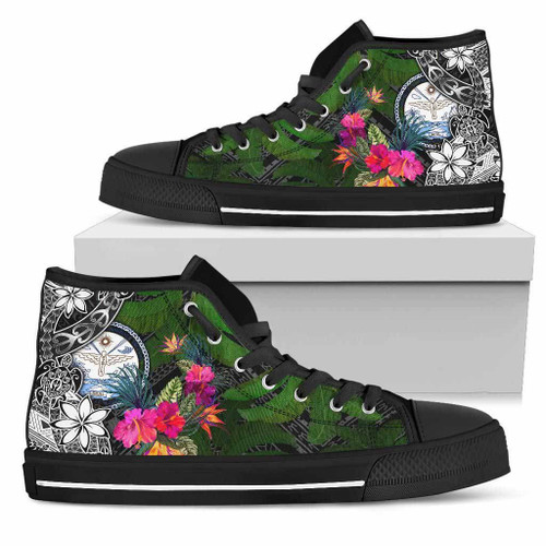 Marshall Islands High Top Shoes - Turtle Plumeria Banana Leaf Crest 1