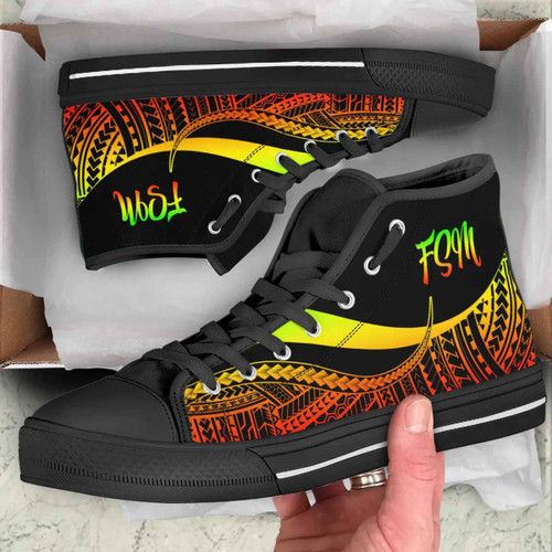 Federated States of Micronesia High Top Shoes Reggae - Polynesian Tentacle Tribal Pattern 1
