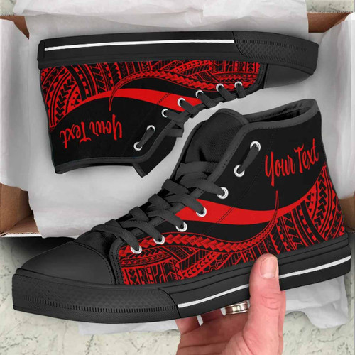 Northern Mariana Islands Custom Personalised High Top Shoes Red - Polynesian Tentacle Tribal Pattern 1
