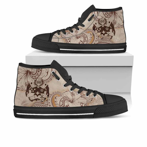 Tonga High Top Shoes - Hibiscus Flowers Vintage Style 1