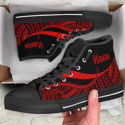 Nauru High Top Shoes Red - Polynesian Tentacle Tribal Pattern 1