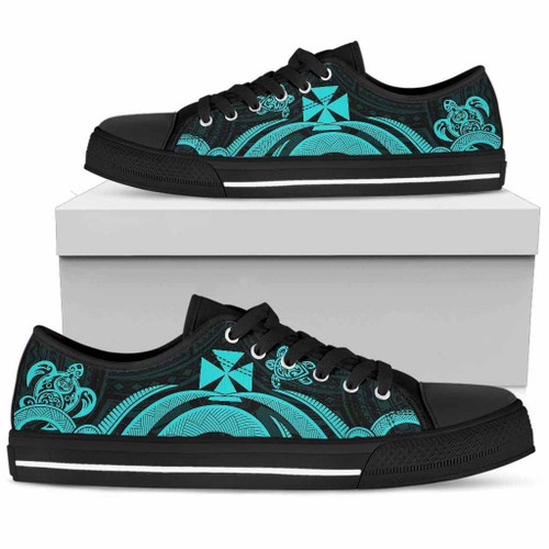 Wallis and Futuna Low Top Canvas Shoes - Turquoise Tentacle Turtle 1