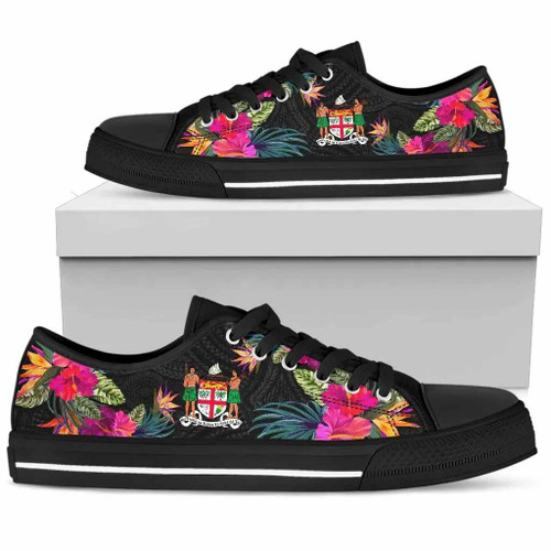 Fiji Low Top Shoes - Hibiscus Polynesian Pattern 1