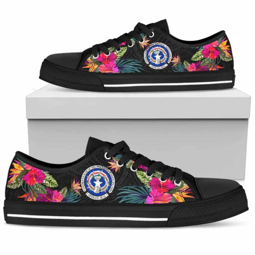 Northern Mariana Islands Low Top Shoes - Hibiscus Polynesian Pattern 1
