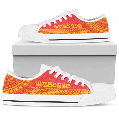 Marquesas Islands Low Top Shoes - Polynesian Flag Chief Version 1