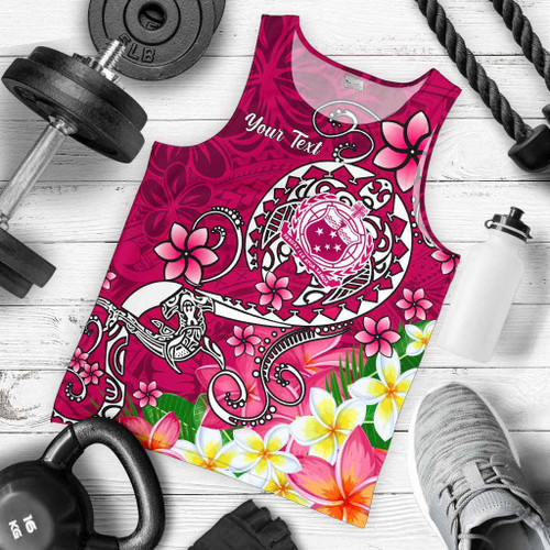 Samoa Custom Personalised Men Tank Top - Turtle Plumeria (Pink) 1